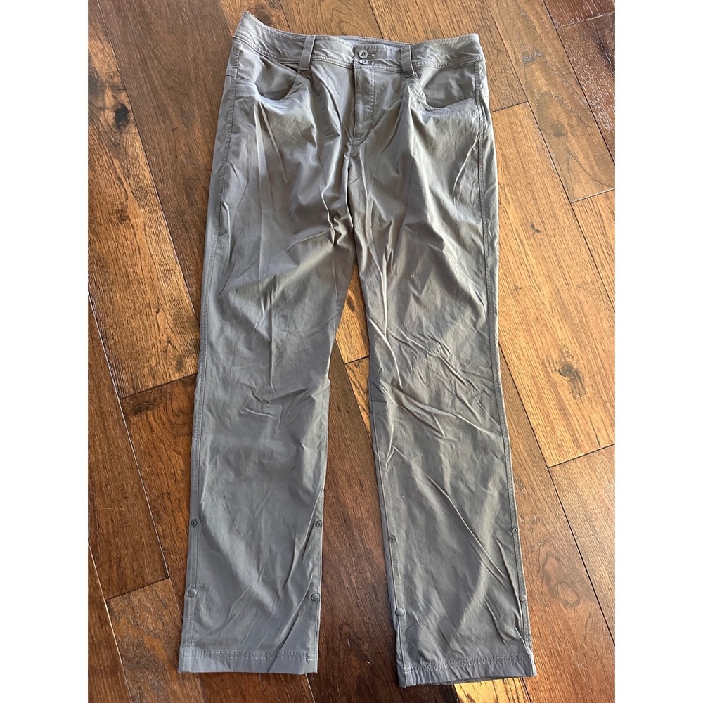 Eddie Bauer First Ascent Women 12 Gray Guide Hiking Pants Stretch Snap Cuff